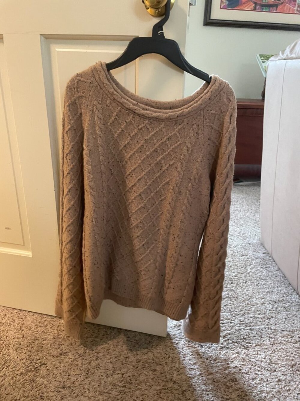 Ann Taylor Flecked Beige Knit Sweater